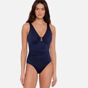 Ralph Lauren Ring Over the Shoulder Tummy Control One Piece Swimsuit NWT